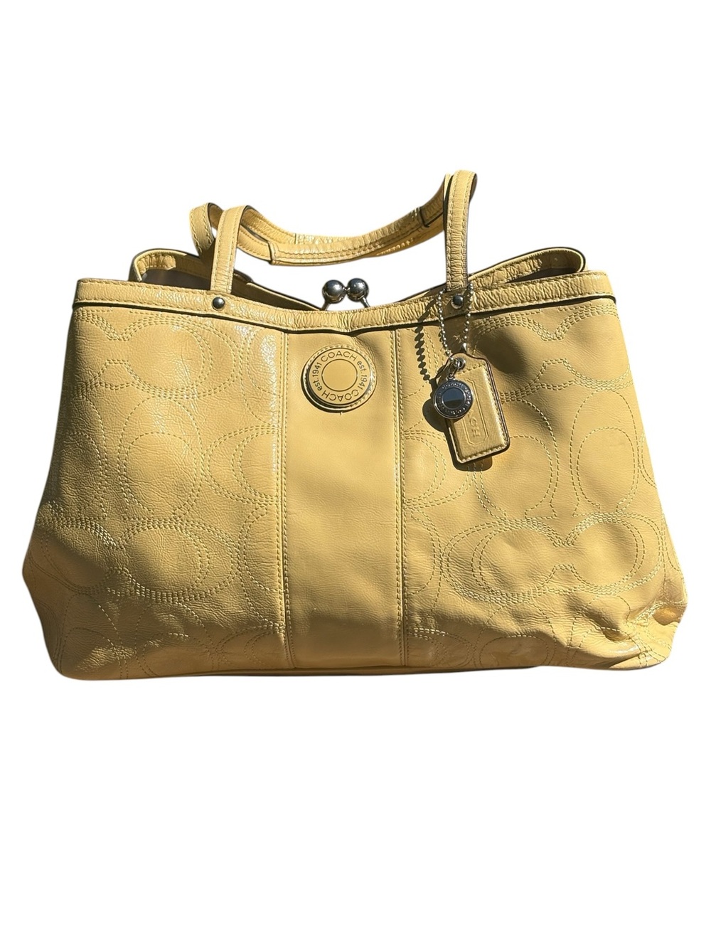 Coach Signature Stitched Patent Leather Kiss lock shoulder Bag 2012 (F19215)